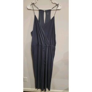 LOFT Sleeveless Strappy Wide Leg V-Neck Elastic Waist Jumpsuit Romper Women's L